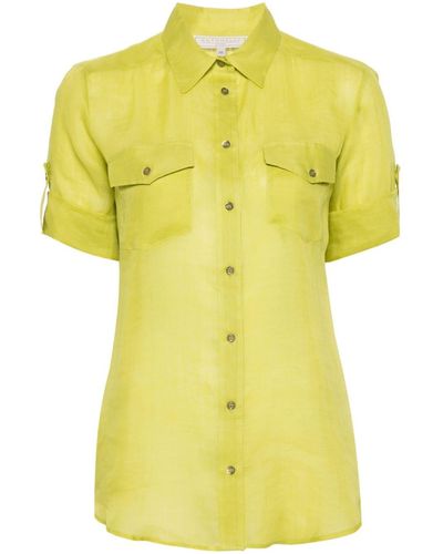 Antonelli Classic-collar Ramie Shirt - Yellow