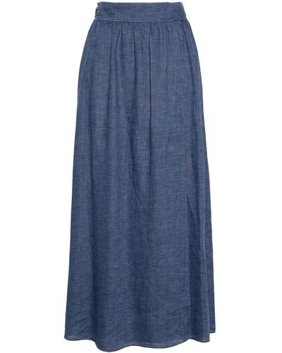 Loro Piana Leah Wrap Midi Skirt - Blue