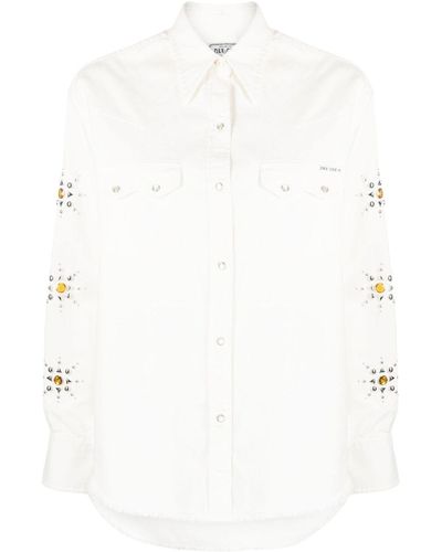 Washington DEE-CEE U.S.A. Studded Long-sleeved Shirt - White