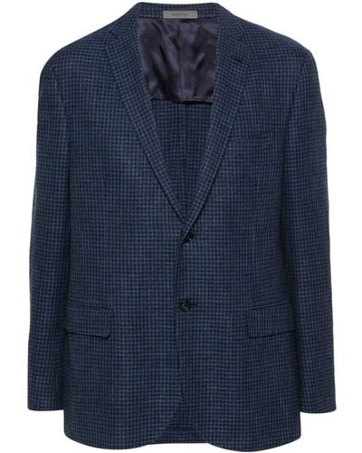 Corneliani Blazer en tweed à simple boutonnage - Bleu