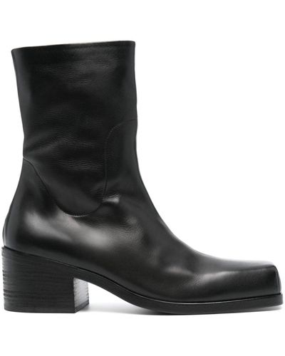 Marsèll Square-toe Leather Ankle Boots - Black