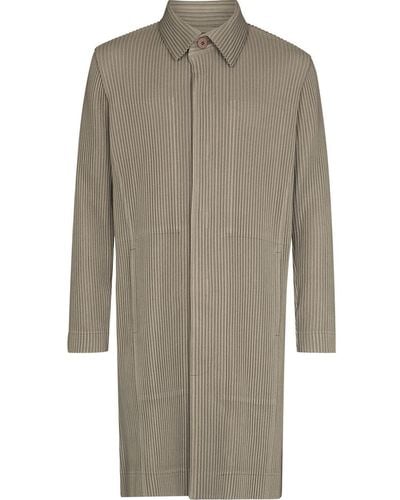 Homme Plissé Issey Miyake Pleated Single-breasted Coat - Green
