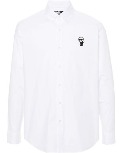 Karl Lagerfeld Logo-appliqué Poplin Shirt - White