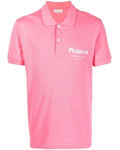 Alexander McQueen Logo-print Cotton Polo Shirt - Pink