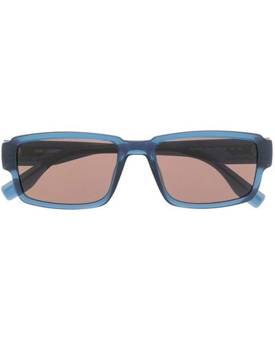 Karl Lagerfeld Gafas de sol con montura rectangular y logo - Azul