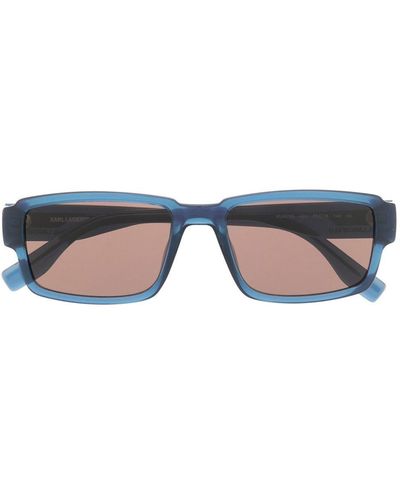 Karl Lagerfeld Rectangle-frame Logo-print Sunglasses - Blue