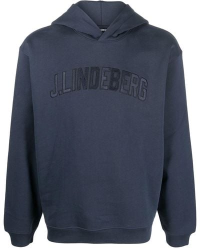 J.Lindeberg Hoodie Met Geborduurd Logo - Blauw