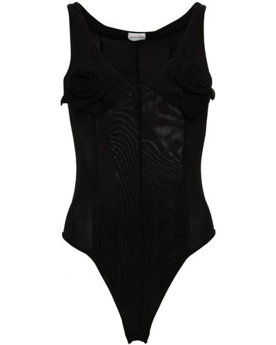 Magda Butrym Floral-appliqué Bodysuit - Black