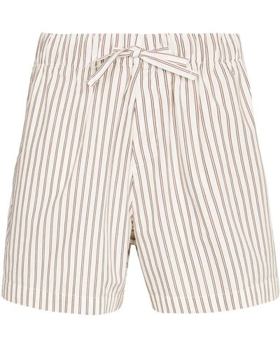 Tekla Vertical-stripe Pyjama Shorts - White