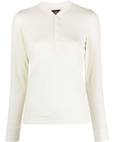 RRL Henley Button-placket Sweater - White
