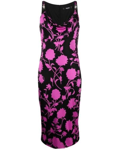 Versace Kleid mit Blumen-Print - Lila
