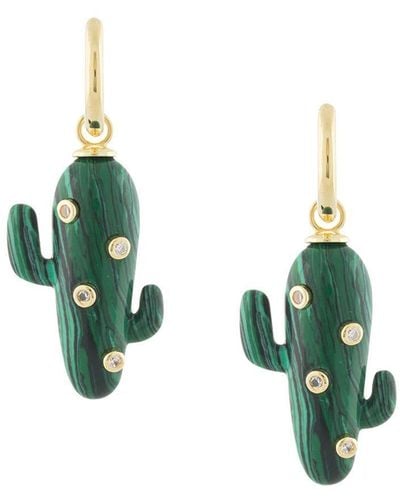 Eshvi Cactus-pendant Hoop Earrings - Green