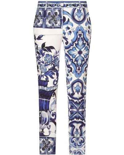 Dolce & Gabbana Maiolica-print Tailored Pants - Blue
