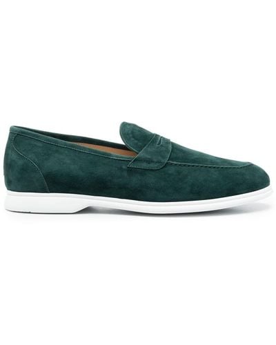 Kiton Penny Slot Suede Loafers - Green