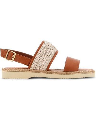 Hogan H660 Woven Leather Sandals - Brown