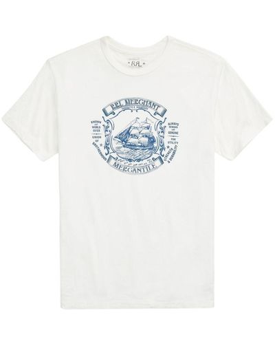 RRL T-shirt en coton à imprimé graphique - Blanc