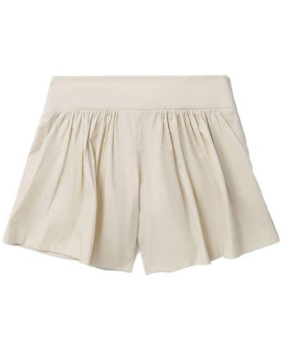 MSGM Pleated Cotton Shorts - Natural