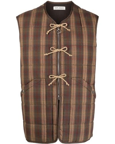 Our Legacy Tartan Padded Cotton Vest - Brown