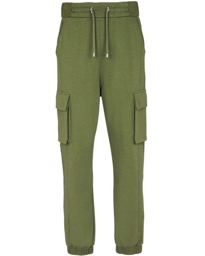 Balmain Pantalon de jogging cargo à logo - Vert