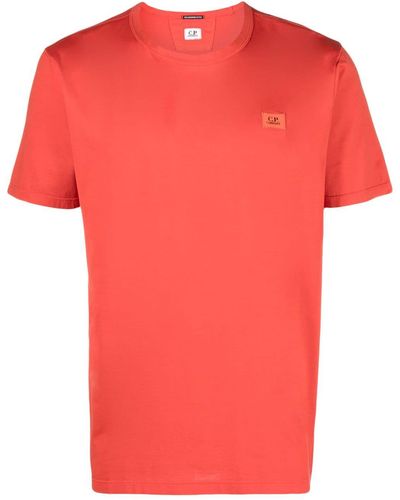C.P. Company T-Shirt mit Logo-Patch - Rot