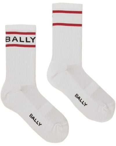 Bally Logo-intarsia Ribbed Ankle Socks - White
