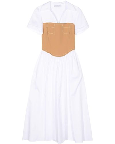 MEHTAP ELAIDI Cotton Corset Shirtdress - White