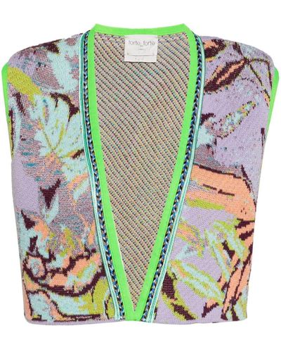 Forte Forte Abstract-print Knitted Vest - Green