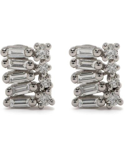 Suzanne Kalan 18kt White Gold Cierra Diamond Stud Earrings - Metallic