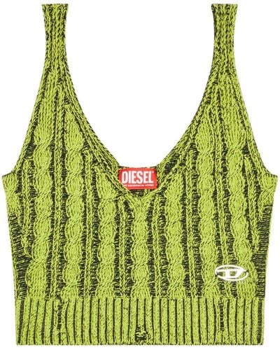DIESEL M-milos Logo-embroidered Knitted Crop Top - Green