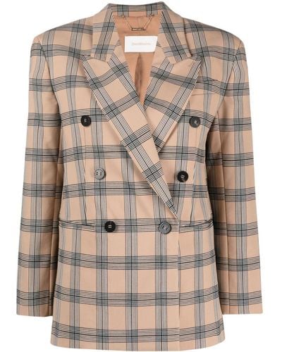 Zimmermann Luminosity Checked Double-breasted Blazer - Natural