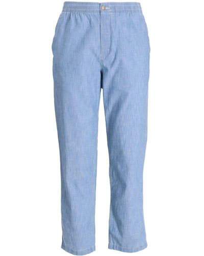 Polo Ralph Lauren Chambray-effect Tapered Cotton Pants - Blue