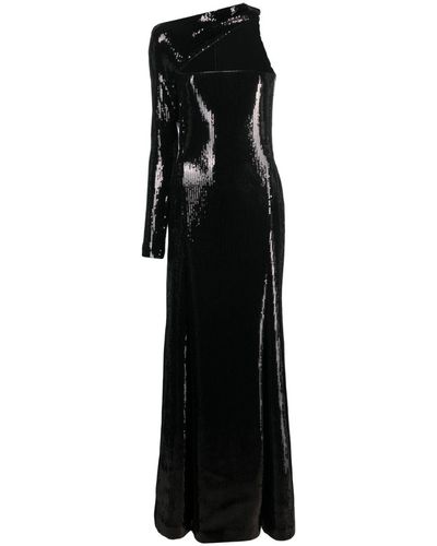 David Koma Asymmetric One-shoulder Sequin Gown - Black