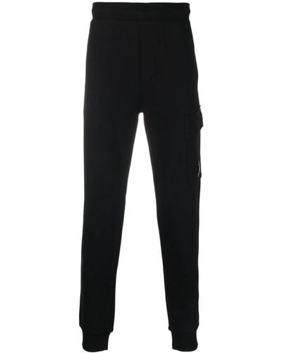 C.P. Company Diagonal Raised Fleece Sweatpants - Black