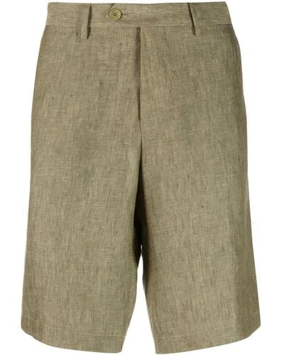 Etro Melierte Chino-Shorts aus Leinen - Grün