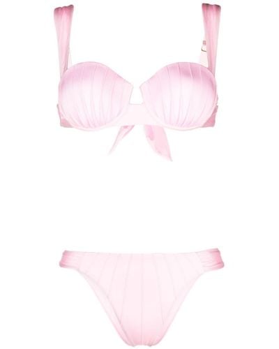 Noire Swimwear Underwire-cup Tie-fastening Bikini Set - Pink