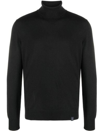 Fay Fine-knit Roll-neck Sweatshirt - Black
