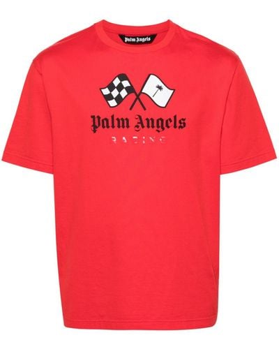 Palm Angels T-shirt en coton à logo imprimé - Rouge