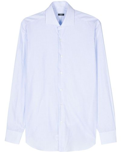 Barba Napoli Check-pattern Poplin Shirt - White