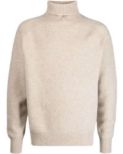 BOSS Roll-neck Virgin-wool Sweater - White