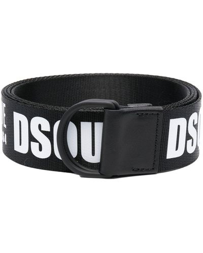 DSquared² Logo Print Belt - Black