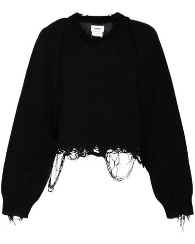 Doublet Distressed Knitted Jumper - Zwart