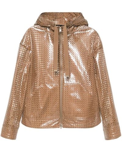 Herno Coated Pattern-lace Hooded Jacket - Natural