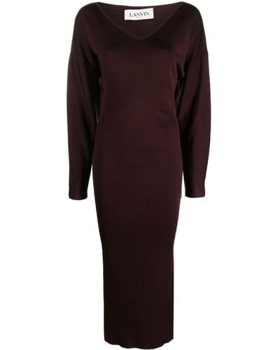 Lanvin Midi-jurk Met V-hals - Paars