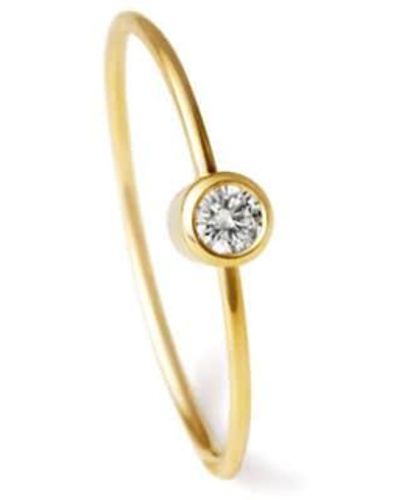 Shihara Pendiente de aro One-Stone 02 en oro amarillo de 9kt con diamantes - Blanco