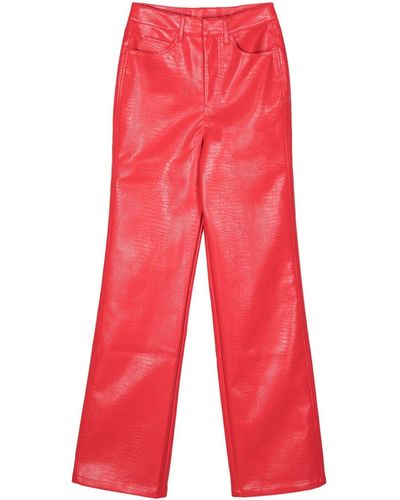 ROTATE BIRGER CHRISTENSEN Faux-leather Straight-leg Pants - Red