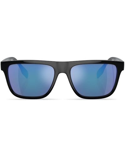 Burberry Logo-print Square-frame Sunglasses - Blue