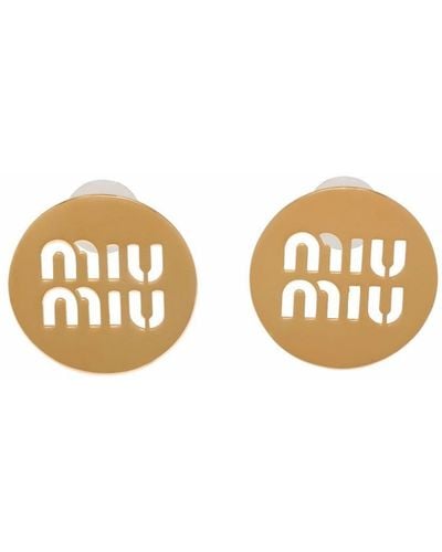 Miu Miu Miu Logo Earrings - Metallic