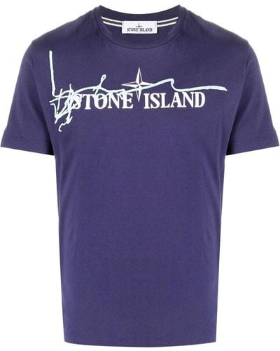 Stone Island T-shirt Met Logoprint - Blauw