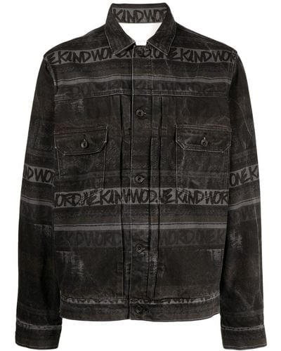 Sacai Jeansjacke im Distressed-Look - Schwarz