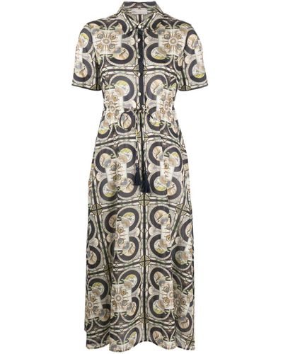 Tory Burch Flared Maxi-jurk Met Print - Naturel